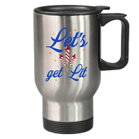 Load image into Gallery viewer, Designs by MyUtopia Shout Out:Let&#39;s Get Lit Stainless Steel Travel Coffee Mug w. Twist Close Lid,14 oz / Stainless,Travel Mug
