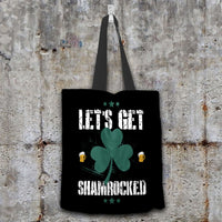 Load image into Gallery viewer, Designs by MyUtopia Shout Out:Let&#39;s Get Shamrocked Fabric Totebag Reusable Shopping Tote,Black,Reusable Fabric Shopping Tote Bag
