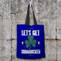 Load image into Gallery viewer, Designs by MyUtopia Shout Out:Let&#39;s Get Shamrocked Fabric Totebag Reusable Shopping Tote,Navy,Reusable Fabric Shopping Tote Bag
