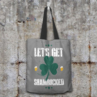 Load image into Gallery viewer, Designs by MyUtopia Shout Out:Let&#39;s Get Shamrocked Fabric Totebag Reusable Shopping Tote,Grey,Reusable Fabric Shopping Tote Bag
