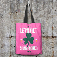 Load image into Gallery viewer, Designs by MyUtopia Shout Out:Let&#39;s Get Shamrocked Fabric Totebag Reusable Shopping Tote,Pink,Reusable Fabric Shopping Tote Bag
