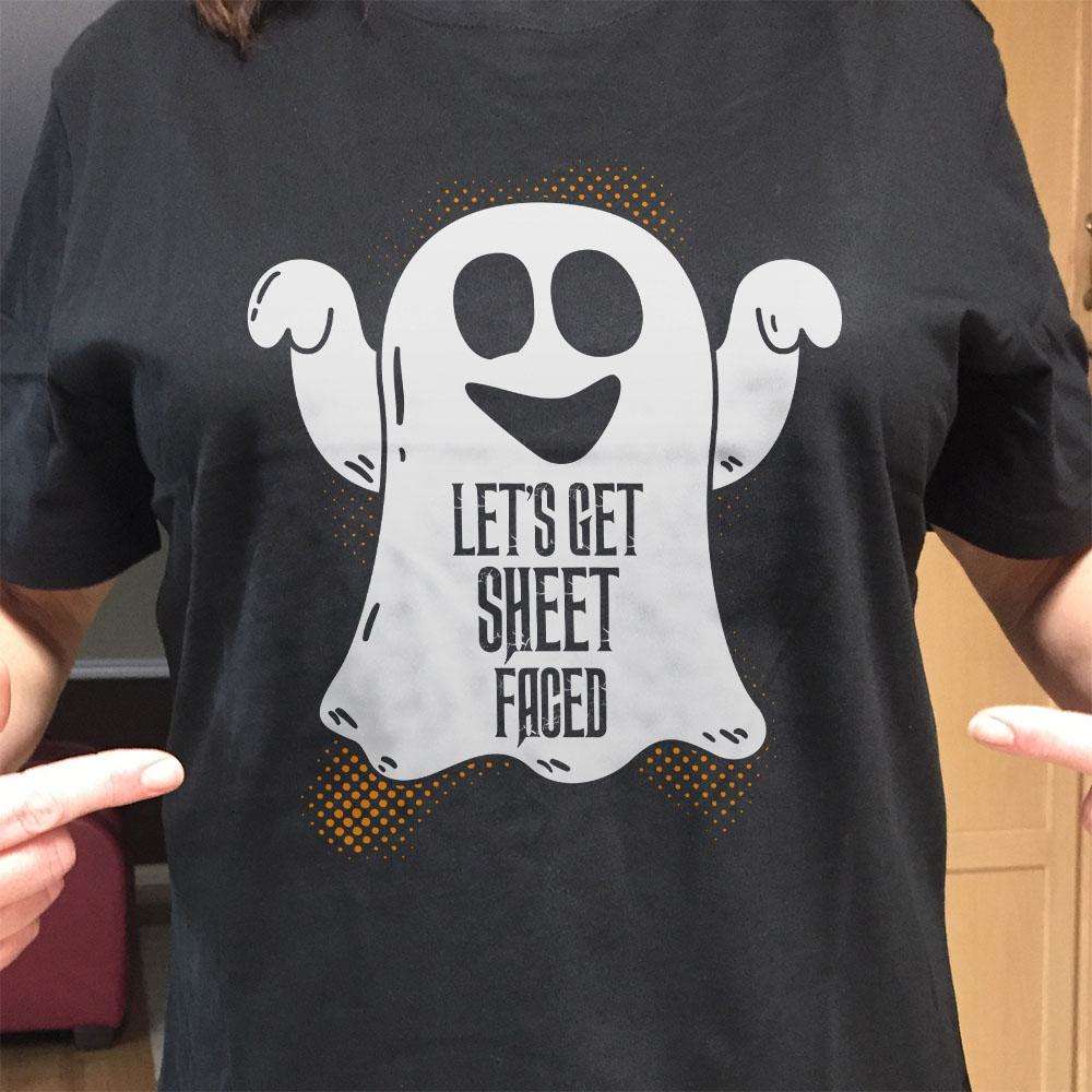 Designs by MyUtopia Shout Out:Let's Get Sheet Faced Adult Unisex Cotton Short Sleeve T-Shirt
