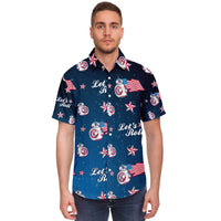 Load image into Gallery viewer, Designs by MyUtopia Shout Out:Lets Roll Patriotic Droid Hawaiian Pattern Dress Shirt
