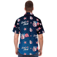 Load image into Gallery viewer, Designs by MyUtopia Shout Out:Lets Roll Patriotic Droid Hawaiian Pattern Dress Shirt
