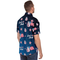 Load image into Gallery viewer, Designs by MyUtopia Shout Out:Lets Roll Patriotic Droid Hawaiian Pattern Dress Shirt
