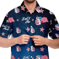 Load image into Gallery viewer, Designs by MyUtopia Shout Out:Lets Roll Patriotic Droid Hawaiian Pattern Dress Shirt
