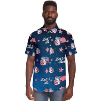 Load image into Gallery viewer, Designs by MyUtopia Shout Out:Lets Roll Patriotic Droid Hawaiian Pattern Dress Shirt

