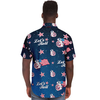 Load image into Gallery viewer, Designs by MyUtopia Shout Out:Lets Roll Patriotic Droid Hawaiian Pattern Dress Shirt

