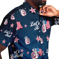 Load image into Gallery viewer, Designs by MyUtopia Shout Out:Lets Roll Patriotic Droid Hawaiian Pattern Dress Shirt
