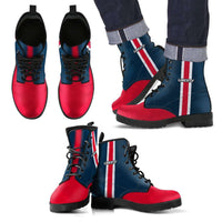 Load image into Gallery viewer, Designs by MyUtopia Shout Out:Liberty Faux Leather 7 Eye Lace-up Boots,Men&#39;s / US5 (EU38) / Red/Navy Blue,Lace-up Boots
