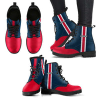 Load image into Gallery viewer, Designs by MyUtopia Shout Out:Liberty Faux Leather 7 Eye Lace-up Boots,Ladies / US5 (EU35) / Red/Navy Blue,Lace-up Boots
