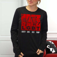 Load image into Gallery viewer, Designs by MyUtopia Shout Out:Liberty Guns Beer Trump Humor LGBT Long Sleeve Ultra Cotton T-Shirt
