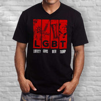 Load image into Gallery viewer, Designs by MyUtopia Shout Out:Liberty Guns Beer Trump Humor LGBT Men&#39;s Printed V-Neck T-Shirt
