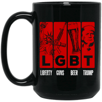 Load image into Gallery viewer, Designs by MyUtopia Shout Out:Liberty Guns Beer Trump LGBT Ceramic Coffee Mug,15 oz / Black,Ceramic Coffee Mug
