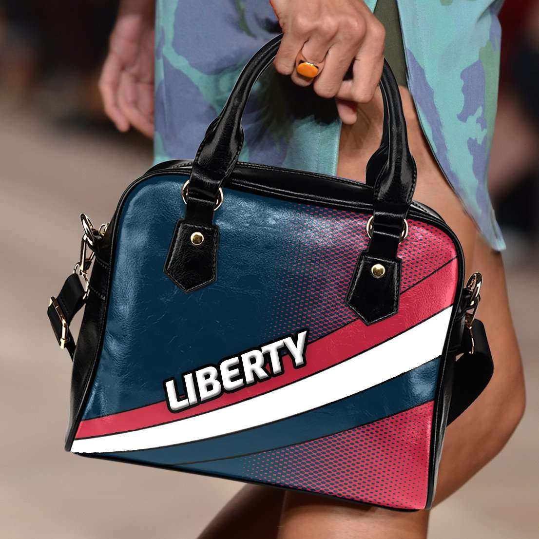 Designs by MyUtopia Shout Out:Liberty Shoulder Faux Leather Handbag with Shoulder Strap