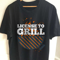 Load image into Gallery viewer, Designs by MyUtopia Shout Out:License To Grill Adult Unisex Black T-Shirt,S / Black,Adult Unisex T-Shirt
