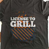 Load image into Gallery viewer, Designs by MyUtopia Shout Out:License To Grill Adult Unisex Black T-Shirt
