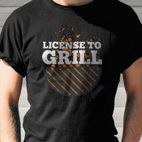 Load image into Gallery viewer, Designs by MyUtopia Shout Out:License To Grill Adult Unisex Black T-Shirt
