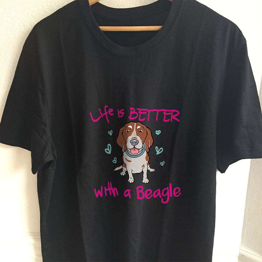 Designs by MyUtopia Shout Out:Life Is Better with a Beagle Adult Unisex T-Shirt