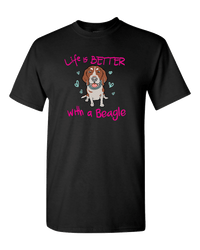 Load image into Gallery viewer, Designs by MyUtopia Shout Out:Life Is Better with a Beagle Adult Unisex T-Shirt,Black / S,Adult Unisex T-Shirt
