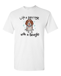 Load image into Gallery viewer, Designs by MyUtopia Shout Out:Life Is Better with a Beagle Adult Unisex T-Shirt,White / S,Adult Unisex T-Shirt
