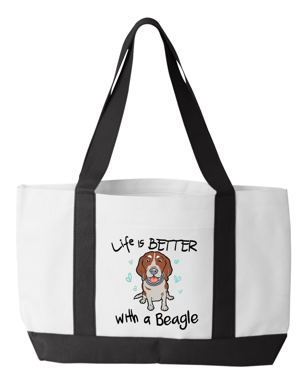 Designs by MyUtopia Shout Out:Life Is Better with a Beagle Canvas Totebag Gym / Beach / Pool Gear Bag,White,Gym Totebag