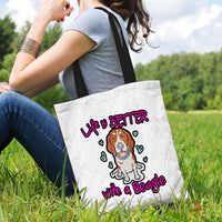Load image into Gallery viewer, Designs by MyUtopia Shout Out:Life Is Better with a Beagle Fabric Totebag Reusable Shopping Tote

