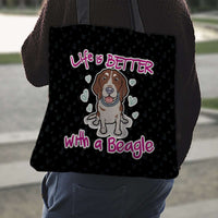 Load image into Gallery viewer, Designs by MyUtopia Shout Out:Life Is Better with a Beagle Fabric Totebag Reusable Shopping Tote
