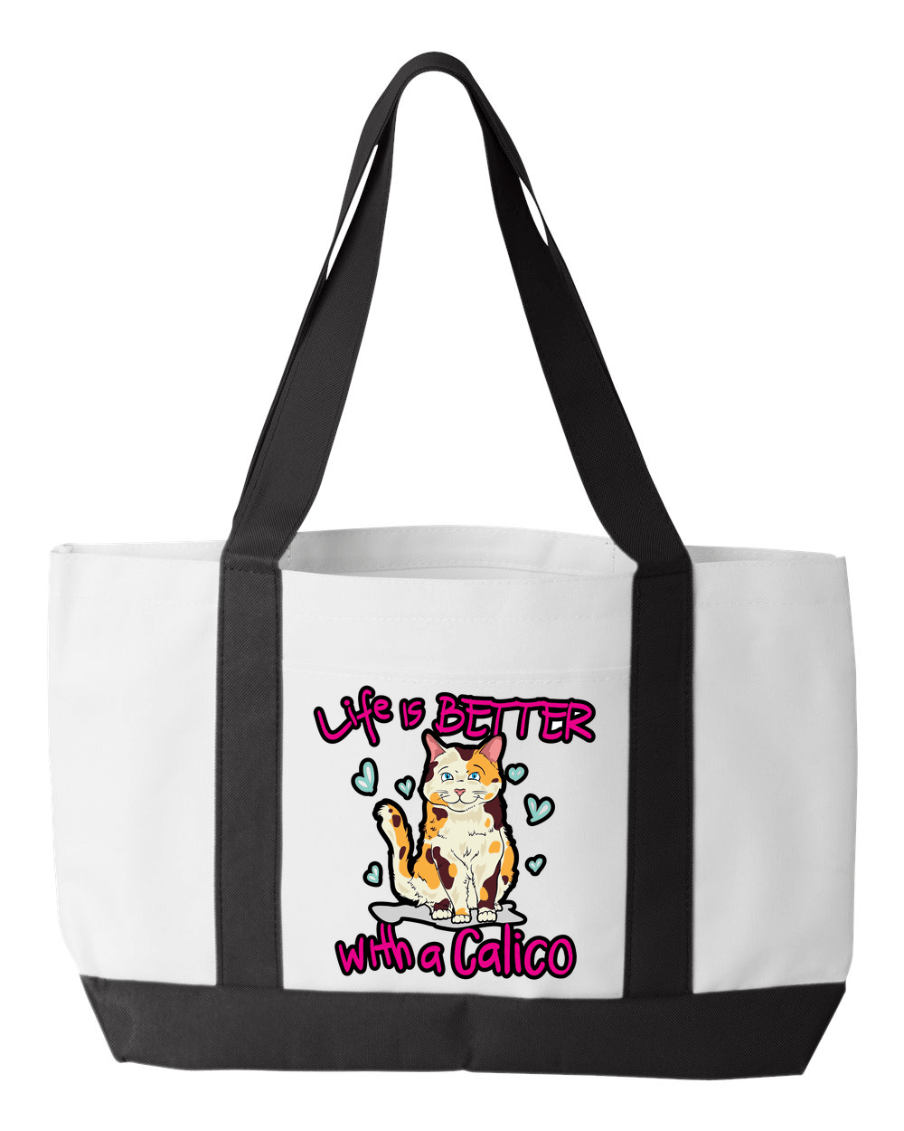 Designs by MyUtopia Shout Out:Life Is Better with a Calico Canvas Totebag Gym / Beach / Pool Gear Bag,White,Gym Totebag