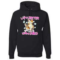 Load image into Gallery viewer, Designs by MyUtopia Shout Out:Life Is Better with a Calico Pullover Hoodie,Black / S,Pullover Hoodie
