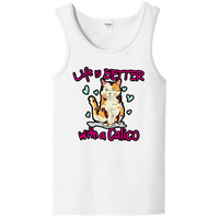 Load image into Gallery viewer, Designs by MyUtopia Shout Out:Life Is Better with a Calico Unisex Tank Top,White / S,Tank Tops
