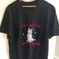 Load image into Gallery viewer, Designs by MyUtopia Shout Out:Life Is Better with a Husky Adult Unisex T-Shirt
