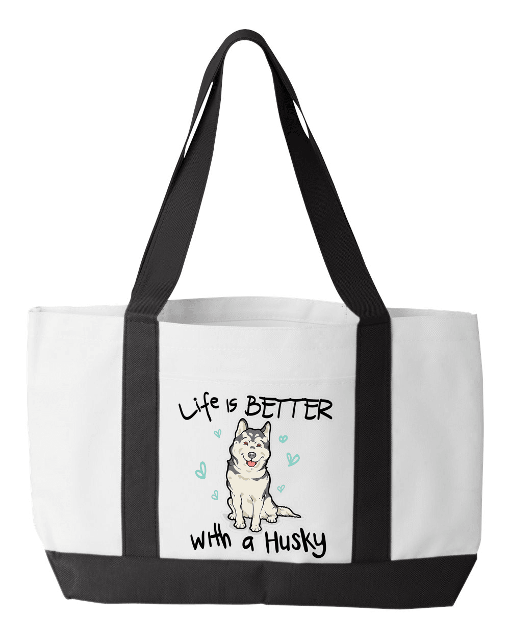 Designs by MyUtopia Shout Out:Life Is Better with a Husky Canvas Totebag Gym / Beach / Pool Gear Bag,White,Gym Totebag