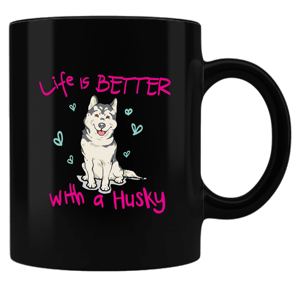 Designs by MyUtopia Shout Out:Life Is Better with a Husky Ceramic Black Coffee Mug,Default Title,Ceramic Coffee Mug