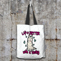 Load image into Gallery viewer, Designs by MyUtopia Shout Out:Life Is Better with a Husky Fabric Totebag Reusable Shopping Tote,White,Reusable Fabric Shopping Tote Bag
