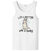Load image into Gallery viewer, Designs by MyUtopia Shout Out:Life Is Better with a Husky Ladies Tank Top,White / S,Tank Tops
