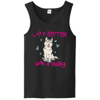 Load image into Gallery viewer, Designs by MyUtopia Shout Out:Life Is Better with a Husky Ladies Tank Top,Black / S,Tank Tops
