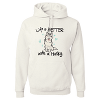 Load image into Gallery viewer, Designs by MyUtopia Shout Out:Life Is Better with a Husky Pullover Hoodie,White / S,Pullover Hoodie
