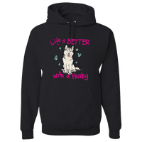 Load image into Gallery viewer, Designs by MyUtopia Shout Out:Life Is Better with a Husky Pullover Hoodie,Black / S,Pullover Hoodie

