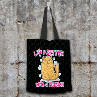 Load image into Gallery viewer, Designs by MyUtopia Shout Out:Life Is Better with a Persian Fabric Totebag Reusable Shopping Tote,Black,Reusable Fabric Shopping Tote Bag
