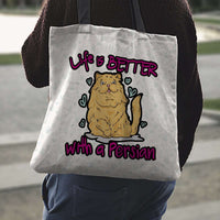 Load image into Gallery viewer, Designs by MyUtopia Shout Out:Life Is Better with a Persian Fabric Totebag Reusable Shopping Tote
