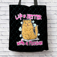 Load image into Gallery viewer, Designs by MyUtopia Shout Out:Life Is Better with a Persian Fabric Totebag Reusable Shopping Tote
