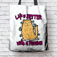 Load image into Gallery viewer, Designs by MyUtopia Shout Out:Life Is Better with a Persian Fabric Totebag Reusable Shopping Tote
