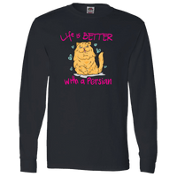 Load image into Gallery viewer, Designs by MyUtopia Shout Out:Life Is Better with a Persian Long Sleeve T-Shirt,Black / S,Long Sleeve T-Shirts
