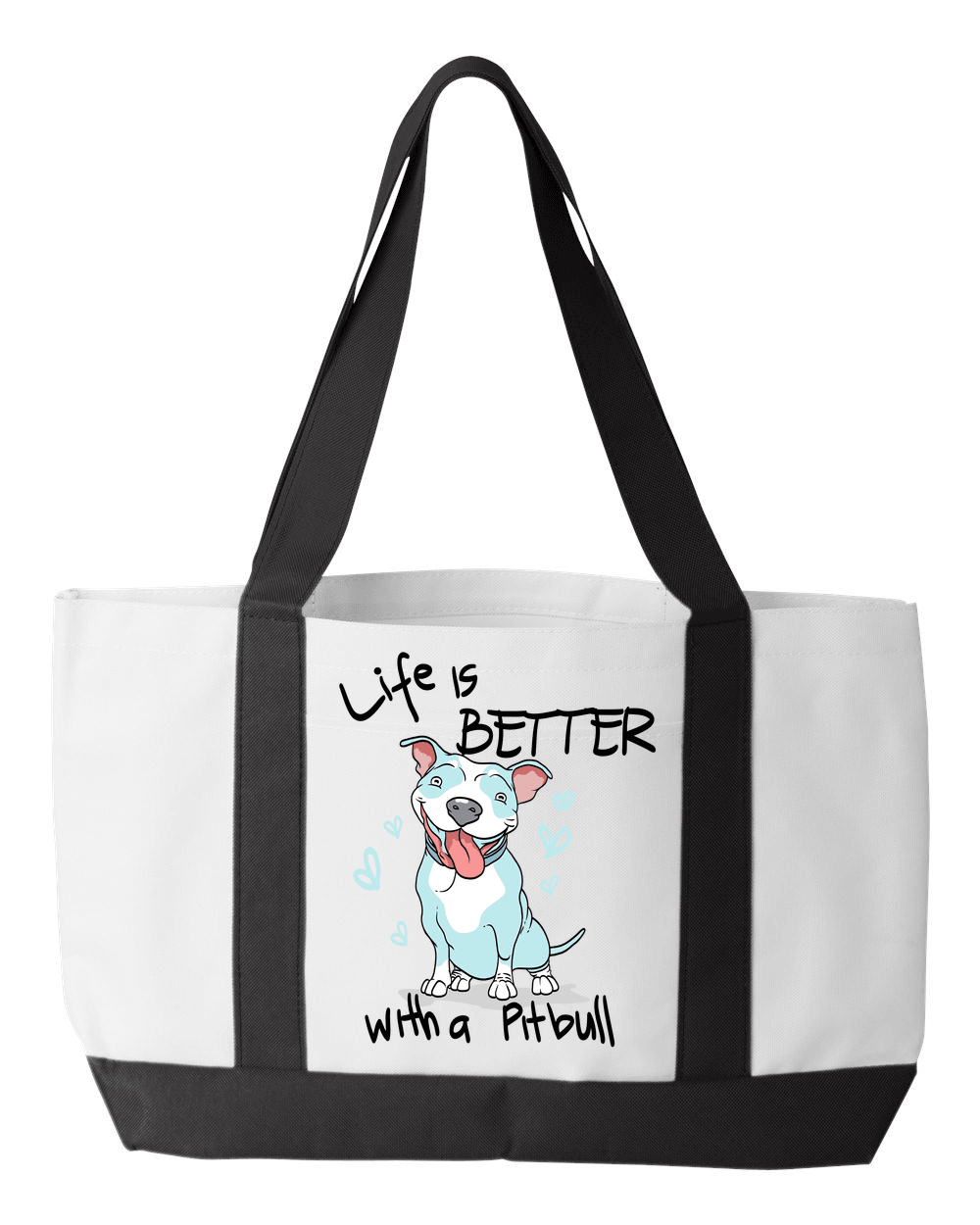 Designs by MyUtopia Shout Out:Life is Better With a Pitbull Canvas Totebag Gym / Beach / Pool Gear Bag,White,Gym Totebag