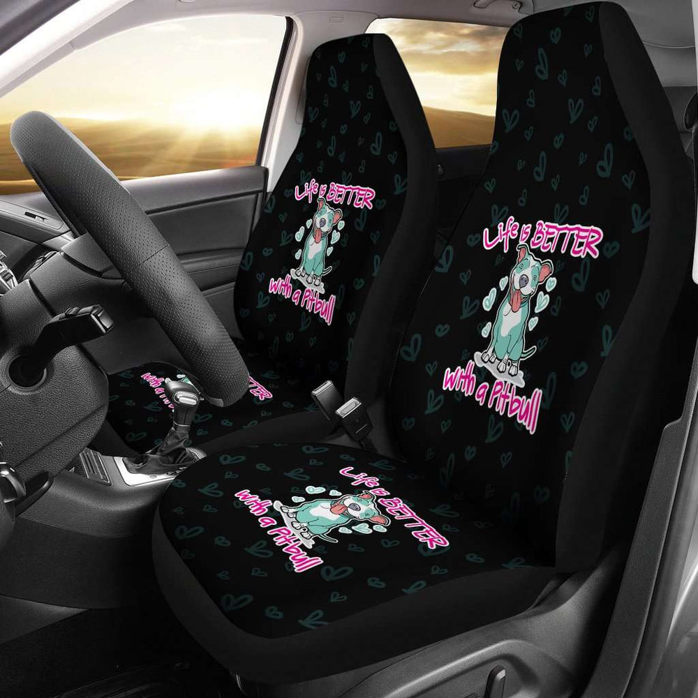 Designs by MyUtopia Shout Out:Life Is Better with a Pitbull Car Seat Covers,Black / Universal Fit,Car Seat Cover