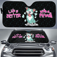 Load image into Gallery viewer, Designs by MyUtopia Shout Out:Life Is Better with a Pitbull Car Sun Shield,Black / Universal Fit,Car Sun Shield

