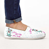 Load image into Gallery viewer, Designs by MyUtopia Shout Out:Life is better with a Pitbull Casual  Canvas Slip-on Flats White

