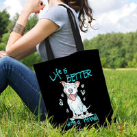Load image into Gallery viewer, Designs by MyUtopia Shout Out:Life is Better with a Pitbull Cotton Fabric Reusable Shopping Totebag Special Offer
