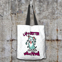 Load image into Gallery viewer, Designs by MyUtopia Shout Out:Life Is Better with a Pitbull Fabric Totebag Reusable Shopping Tote,White,Reusable Fabric Shopping Tote Bag
